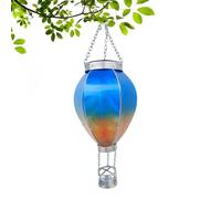 Hot Air Balloon Lantern, Festive Lights Solar Power Rainbow Stain, Flame Effect Hot Air Balloon Solar Garden Light, Outdoor Hanging LED Lantern, Light for Garden, Patio, Balcony Decoration