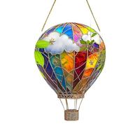 Hot Air Balloon Lantern, Stained Acrylic Ornament, 9.06 x 7in Decorative Hanging Light, Colourful Lawn Decor, Charming Sun Catcher for Window, Door, Tree, Garden, Home Decoration