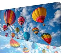 Hot Air Balloon Mouse Pad,700x300x3mm Mouse Mat Sky Desk Mat Large,Soft Smooth Surface with Anti-Slip Rubber Base Mousepad Waterproof,Durable,Extended Length Desk Pad for Christmas Decorations N1-953
