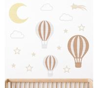 Hot Air Balloon Nursery Wall Decor, Wooden Wall Art Set for Baby Room | Wood Moon and Cloud Wall Decor DIY Adventure Theme Wall Hanging Decoration for Kids Bedroom