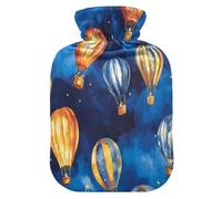 Hot Air Balloon Oil Painting Hot Cold Water Bottle with Fleece Cover PVC Hot Water Bag 2 Liter