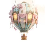 Hot Air Balloon Ornament - 20x20 Cm 2D Acrylic Window Decoration, Elegant Pendant Hanging Accent, Decorative Garden Yard Art | Large Weatherproof Hanging Artwork For Home Patio Courtyard Pathways