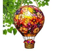 Hot Air Balloon Ornament - 2D Stained Solar Hot Air Balloon Decor - Fade-Resistant Weatherproof Solar Light Outdoor Decorations for Backyard Terrace Garden