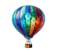 Hot Air Balloon Ornament, 7.9x6.1 Inch Rainbow Acrylic Hanging Gift for Hot Air Balloon Lovers, Christmas Decor