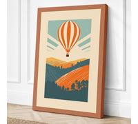 Hot Air Balloon Over Hills Canvas Wall Art Print 24x16 Inch