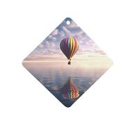 Hot Air Balloon Over The Sea Car Air Freshener Hanging, Long Lasting Scented Car Aromatherapy Tablets, Rhombus Fragrance Scented Cards for Vehicles, Bedroom, Wardrobe Black-style