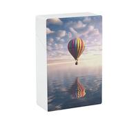 Hot Air Balloon Over The Sea Cigarette Case, Plastic Waterproof Shockproof, Airtight Push Open Cigarette Box, Capacity King Size Cigarette Holder, Portable Cigarette Container for Outdoor Travel Campi