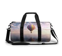 Hot Air Balloon Over The Sea Gym Bag for Men Women Water Resistant Duffle Bag Travel Lightweight Bag for Travel Sports, white, 17.7in/9in/9in