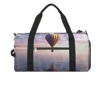 Hot Air Balloon Over The Sea Gym Bag Travel Duffel Bags for Men Women Large Weekender Bags Carry On Overnight Duffle Bag with Shoe Compartment for Workout, style, One Size