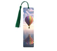 Hot Air Balloon Over The Sea Metal Bookmarks with Tassels,Pendant Unique Handmade Bookmark Craft DIY Wooden Bookmarks Cute Hanging Tags Ornaments for Book Lovers Birthday Teachers Gift