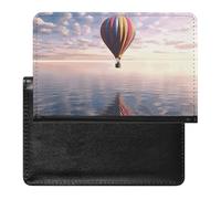 Hot Air Balloon Over The Sea Passport Holder & Travel Wallet Passport Cover Protector Essentials with Credit Card Slots
