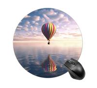Hot Air Balloon Over The Sea Round Mouse Pad, Non-Slip Rubber Base Waterproof Washable, Computer Mouse Mat for Office Gaming Studying, Premium-Textured Durable Portable Circle Mousepad for Desktop PC