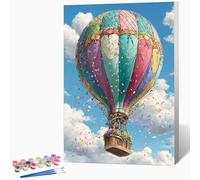 Hot Air Balloon Paint by Numbers for Adults Colorful Paint by Numbers Kits, Hobbies for Adults Women, Acrylic Pigment Color Oil Drawing Kits Wall Art for Room Decor 16x24in (Without Frame) -LKF07231Q