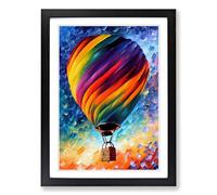 Hot Air Balloon Painted Framed Print | A2 Black Framed Wall Art | Ready to Hang | Modern Nature Picture | Living Room Bedroom Lounge Office