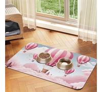 Hot Air Balloon Pet Feeding Mat Absorbent Pu Leather Dog Cat Food Mats Contain Spills Protects Floors, Anti-Slip Rubber Backing Dog Bowl Mats Easy Clean Pet Placemats 40x60cm