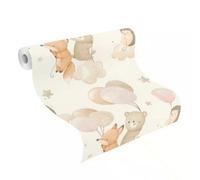 Animals Clouds Wallpaper Kids Nursery Bedroom White Pink Balloons Feature Wall