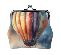 Hot Air Balloon Print Stylish Unique Coin Purse Cute Mini Wallet with Kiss Lock Waterproof for Coins