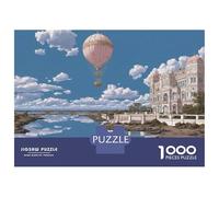 Hot Air Balloon Riverside Building 1000 Piece Jigsaw Puzzle Jigsaw Puzzle for Adults Paper Puzzle Relaxation Focus Home Decor 38x26cm/1000pcs
