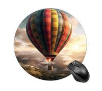 Hot Air Balloon Round Mouse Pad, Non-Slip Rubber Base Waterproof Washable, Computer Mouse Mat for Office Gaming Studying, Premium-Textured Durable Portable Circle Mousepad for Desktop PC Notebook