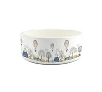 Hot Air Balloon Scene Large Ceramic Food/Water Pet Bowl - White Feeding/Drinks Dish For Dogs