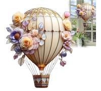 Hot Air Balloon Solar Garden Light,2D Hanging Acrylic Ornament with Flame Effect,Sun Catcher Decoration,Hot Air Balloon Garden Lights,Hangin/g Acryli/c Solars Lantern,Hangin/g Flat Acryli/c Lanterns,D