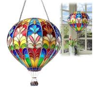 Hot Air Balloon Solar Garden Light,2D Hanging Acrylic Ornament with Flame Effect,Sun Catcher Decoration,Hot Air Balloon Garden Lights,Hangin/g Acryli/c Solars Lantern,Hangin/g Flat Acryli/c Lanterns,C