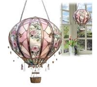 Hot Air Balloon Solar Garden Light,2D Hanging Acrylic Ornament with Flame Effect,Sun Catcher Decoration,Hot Air Balloon Garden Lights,Hangin/g Acryli/c Solars Lantern,Hangin/g Flat Acryli/c Lanterns,B