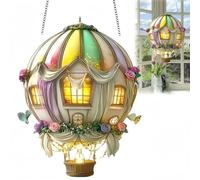 Hot Air Balloon Solar Garden Light,2D Hanging Acrylic Ornament with Flame Effect,Sun Catcher Decoration,Hot Air Balloon Garden Lights,H/anging Acryli/c Solars Lantern,Hangin/g Flat Acryli/c Lanterns,A
