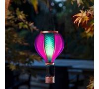 Hot Air Balloon Solar Garden Light Aurora 44cm, | , Flickering Flame Effect Hanging Lantern, Solar Powered Outdoor Garden Ornament, Colourful LED Light for Autumn Garden Decor