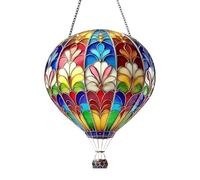 Hot Air Balloon Solar Garden Light,Hanging Acrylic Ornament,Hot Air Balloon Stained Sun Catcher,Multicoloured Effect Flaming Garden Decoration Colorful Lawn Lantern for Yard Porch Patio Home