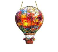 Hot Air Balloon Solar Garden Light - Hot Air Balloon Stained Sun Catcher, Flame Effect Solar Lanterns, Hanging Acrylic Solars Lanterns for Outside Window Home, The Garden Ornaments (1 Pack)