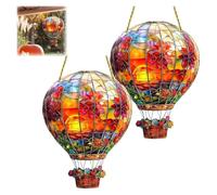 Hot Air Balloon Solar Garden Light, Hot Air Balloon Stained Sun Catcher Hanging Acrylic Solars Lanterns For Outside Window Home, Flame Effect Solar Lanterns For The Garden Ornaments, For Outdoor, Wall