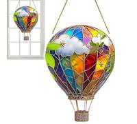 Hot Air Balloon Solar Garden Light, Hot Air Balloon Stained Sun Catcher, Multicoloured Effect Flaming Gardens Decoration, Colorful Flame Effect Solar Lanterns, for Outdoor Garden Wall Home