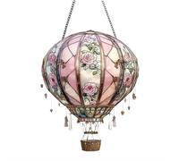 Hot Air Balloon Solar Lantern - Colorful Acrylic Sun Catcher, Hanging LED Light for Outdoor Garden & Patios, Bird Safe Decorative Lamp for Home, Cafe & Wedding Decor (G)