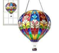 Hot Air Balloon Solar Lantern, Hot Air Balloon Stained Sun Catcher, Hanging Acrylic Solars Lanterns for Outside Window Home, Garden Patio Porch Yard Decoration