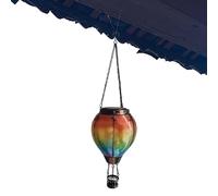 Hot Air Balloon Solar Lantern with Flickering Flame Light, Portable Hanging Solar Powered LED Light Metal Solar Hot Air Balloon Lantern LED Light Solar Lantern Garden Decoration