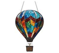 Hot Air Balloon Solar with Flickering Flame Light, Hot Air Balloon Model, Glass Outdoor Solar Hanging Lights Waterproof, for Garden Yard Farmhouse Patio Pathway Decoration (Style B)
