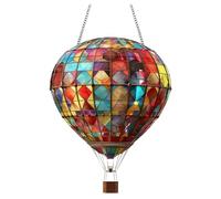 Hot Air Balloon Solar with Flickering Flame Light, Hot Air Balloon Model, Glass Outdoor Solar Hanging Lights Waterproof, for Garden Yard Farmhouse Patio Pathway Decoration (Style A)