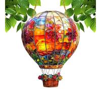 Hot Air Balloon Stained Sun Catcher - Christmas Window Stickers | Acrylic Wall Hangable Colored Decor | Rainbow Decor Hangable Art | Hanging Solar Lantern for Window Home Kitchen