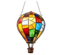 Hot Air Balloon Stained Sun Catcher,Hanging Acrylic Solars Hot Air Balloon Lantern with Flickering Flame for Outside Window Home Decorations for Garden Patio Porch Yard Party Gift Decor (C)