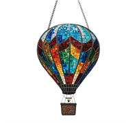 Hot Air Balloon Stained Sun Catcher, Hanging Acrylic Solars Lanterns For Outside Window Home, Multicoloured Glass Effect Flaming Sun Catcher, Gifts for Hot Air Balloon Lovers (A)