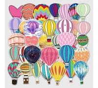 Hot Air Balloon Stickers 50 Pcs - Cute Colorful Waterproof Vinyl for Water Bottle, Scrapbook, Computer, Bike, Luggage, Car, Laptop, Hydroflasks, Phone - Aesthetic for Kids, Teens, Girls