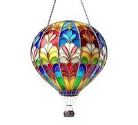Hot Air Balloon Sun Catcher, Acrylic Hot Air Balloon Ornament, Multicoloured Effect, Window Decoration Hanging, Flaming Garden Light, Sun Catcher for Garden, Patio, Home