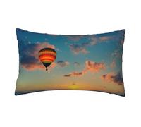 Hot Air Balloon Sunset 12x20 Inch Pillow Cover All Over Print,Short Plush Polyester,Hidden Zipper,Decorative Pillowcase For Couch,Bed,Car,Indoor Decor