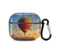 Hot Air Balloon Sunset Bluetooth Earbuds Case Cover Full Body Shockproof Protection Hard Case Support Wireless Charging with Keychain Personalized Gift for AirPods 3