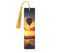 Hot Air Balloon Sunset Printed Metal Bookmarks M - Gold Lightweight Aluminium Book Marker for Books, Journals & Gifts, Ideal Book Lovers, Holiday Decor & Crafts