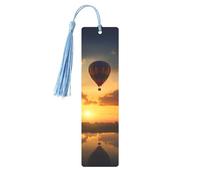Hot Air Balloon Sunset Printed Metal Bookmarks M - Sky Blue Lightweight Aluminium Book Marker for Books, Journals & Gifts, Ideal Book Lovers, Holiday Decor & Crafts