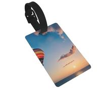 Hot Air Balloon Sunset Secure Luggage Tags Labels â€ PVC Suitcase Baggage Tags, Luggage Identifier, Travel Luggage Tag with Name Id Card for Suitcases