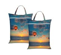 Hot Air Balloon Sunset Travel Laundry Bag with All-Over Print,Water-Resistant Twill Fabric,Smooth Zipper, Top Carry Handle,Hanging Loop,Large 58x46cm