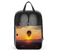 Hot Air Balloon Sunset Travel Shoe Bag, Waterproof Storage Pouch with Zipper, Portable Shoe Organizer for Women And Men